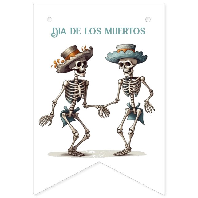 Anpassadet Dia de los Muertos dans skeletons Vimplar (Första flaggan)