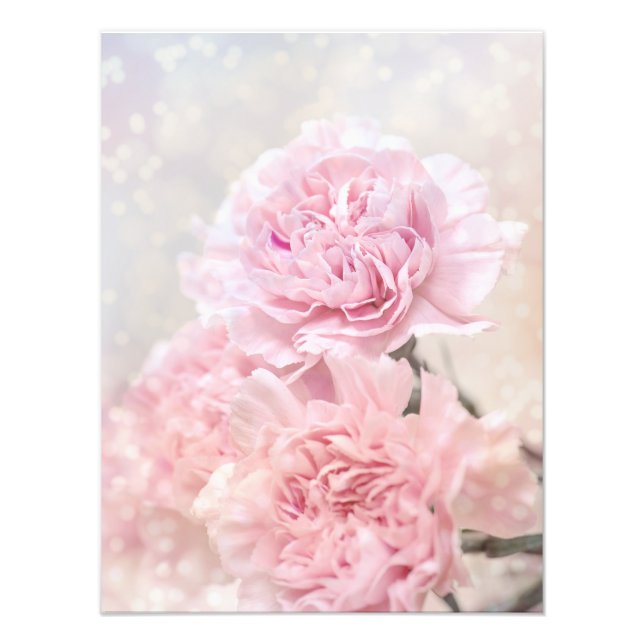 Anpassadet Dreamy Romantic Rosa Carnations Fototryck (Framsidan)