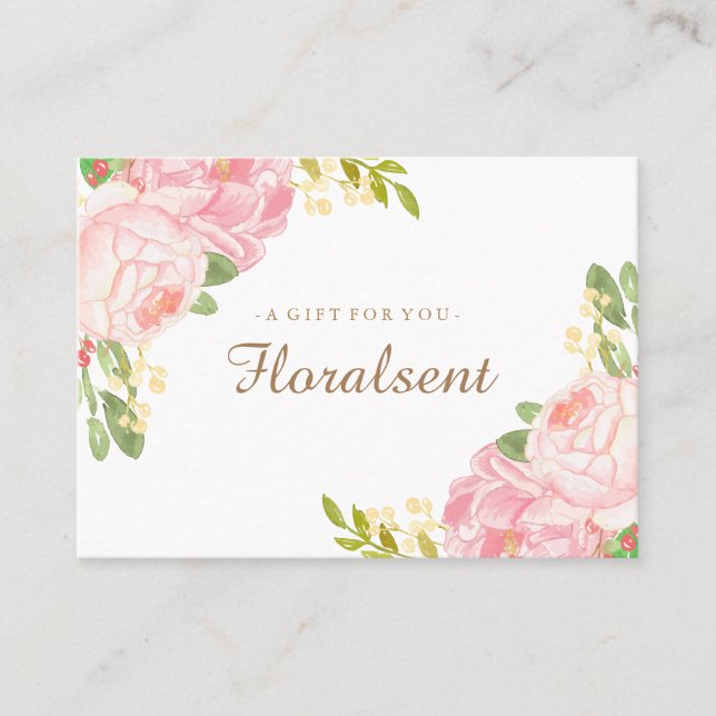 Anpassadet elegant Blommigt Gift Certificate Rabattkort (Framsida)
