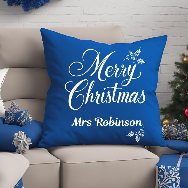 Anpassadet elegant för vitt skript i  God jul Kudde (Skapare uppladdad)