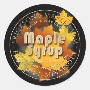 Anpassadet Etikett för färgstarka Löv Maple Syrup