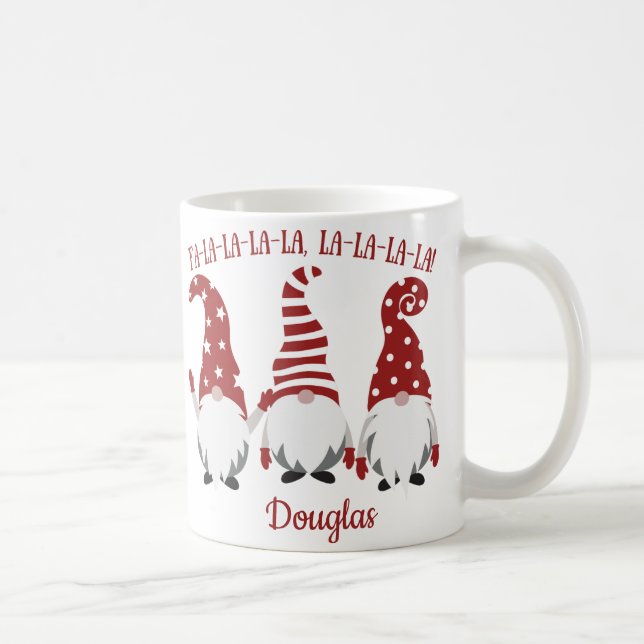 Anpassadet Fa La La La La Santas Gnomes Kaffemugg (Höger)