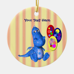 Anpassadet Färgbubblor i Cute Blue Dragon Ornament