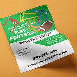 Anpassadet Flagga Football League Reklamblad<br><div class="desc">Befordra din flagga-fotbollsliga med den här lättåtkomliga personligen. All text på den här flygbladet är redot som ska anpassas med din egen information. Kort färgad med fotboll och flagga kommer att hjälpa till att fånga deras uppmärksamhet.</div>