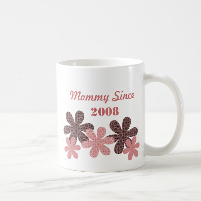 Anpassadet Flower Mamma Sedan Mugg, Burgundy Kaffemugg (Höger)
