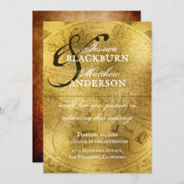 Anpassadet för den gamla världskartan i Antique Gu Inbjudningar