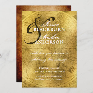 Anpassadet för den gamla världskartan i Antique Gu Inbjudningar