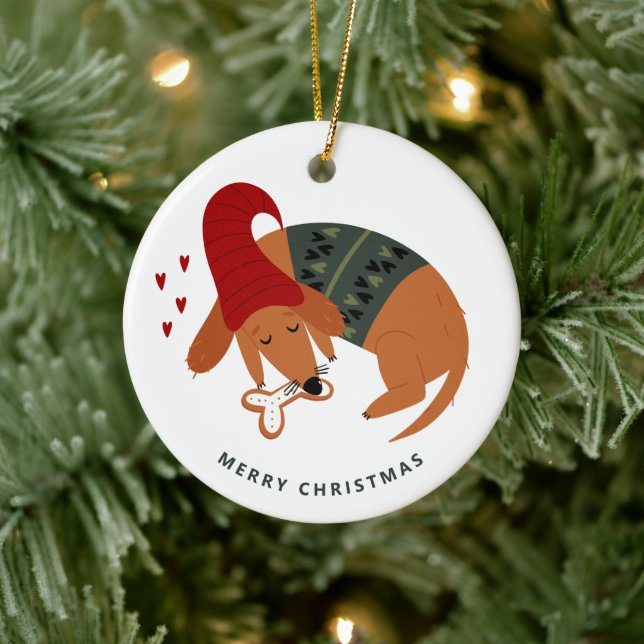 Anpassadet för Hund Cute Jul Julgransprydnad Keramik (Träd)
