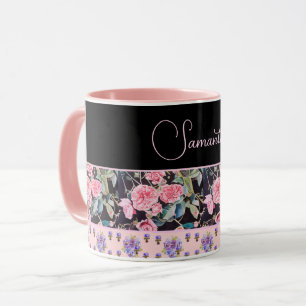 Anpassadet för Vintage av vattenfärgen rosa ros Ro Mugg