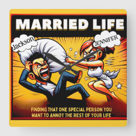 Anpassadet Gift med det vackra Giftermål-årsdagen Fyrkantig Klocka