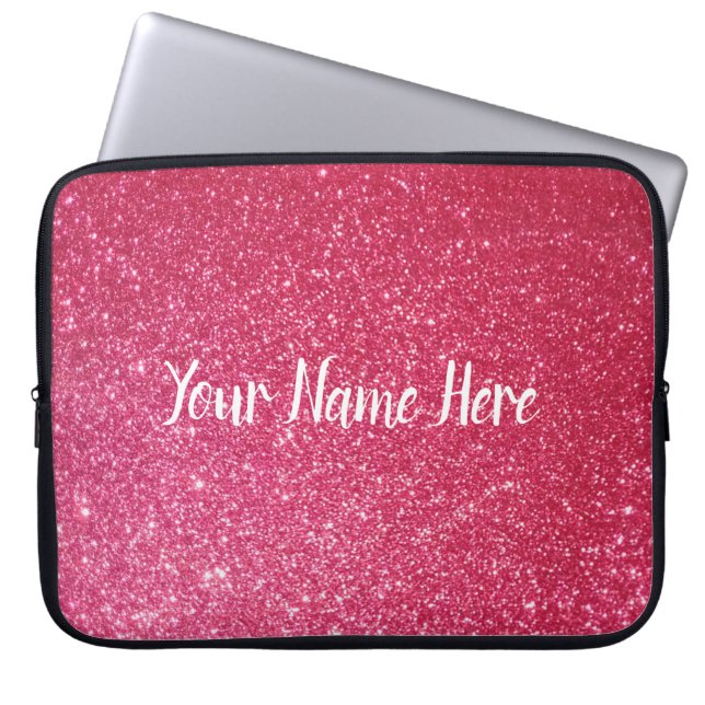 Anpassadet Glitter Design i Rosa Laptop Fodral (Framsidan)