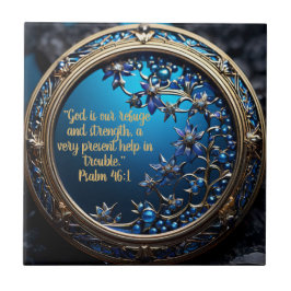 Anpassadet Glyssningsblått med Guld bible Verse Kakelplatta