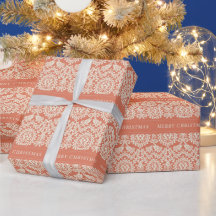 anpassadet god jul Peach Damask
