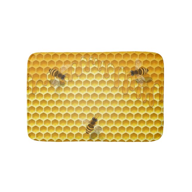 Anpassadet Golden Honeycomb med Beees Badrumsmatta (Framsidan)
