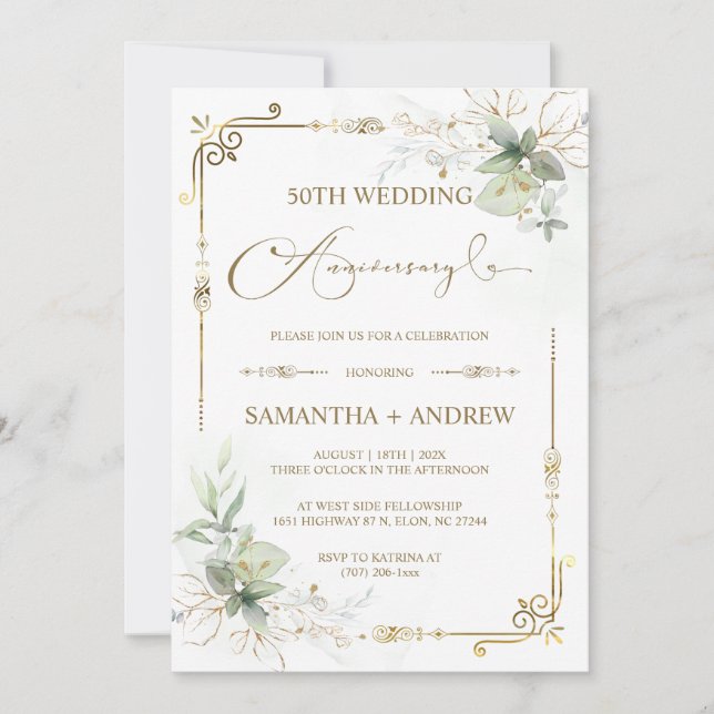 Anpassadet Golden Jubilee-årsdagen Inbjudningar (Framsida)