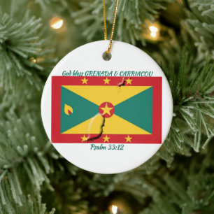 ANPASSADET GRENADA & CARRIACOU FLAGGA KARTA JULGRANSPRYDNAD KERAMIK
