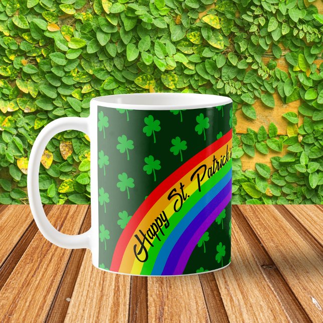 Anpassadet grönt Klöver Rainbow St patricks day Kaffemugg (Skapare uppladdad)