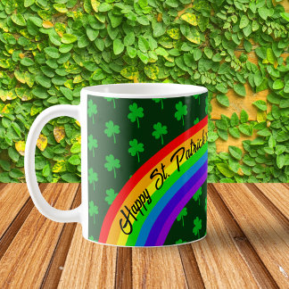 Anpassadet grönt Klöver Rainbow St patricks day Kaffemugg