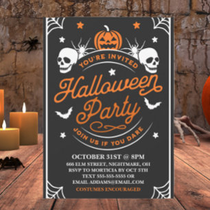 Anpassadet Halloween fest Black and Orange Inbjudningar