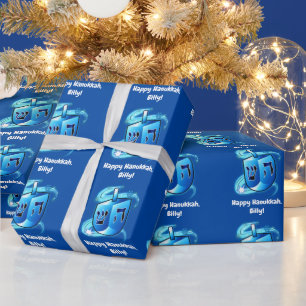 Anpassadet Hanukkah Dreidel Spinning Namn Presentpapper