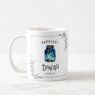 Anpassadet Happiest Diwali vattenfärgsstjärnor Kaffemugg
