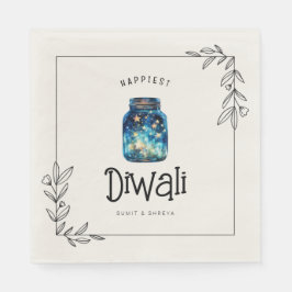 Anpassadet Happiest Diwali vattenfärgsstjärnor Pappersservett