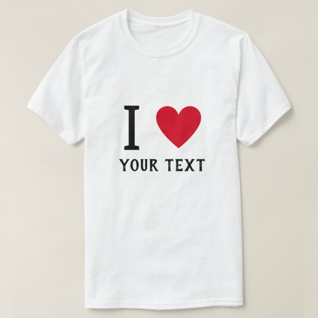 Anpassadet "I Heart"-Personlig T Shirt (Design framsida)