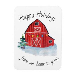 Anpassadet Jul Red Barn Magnet