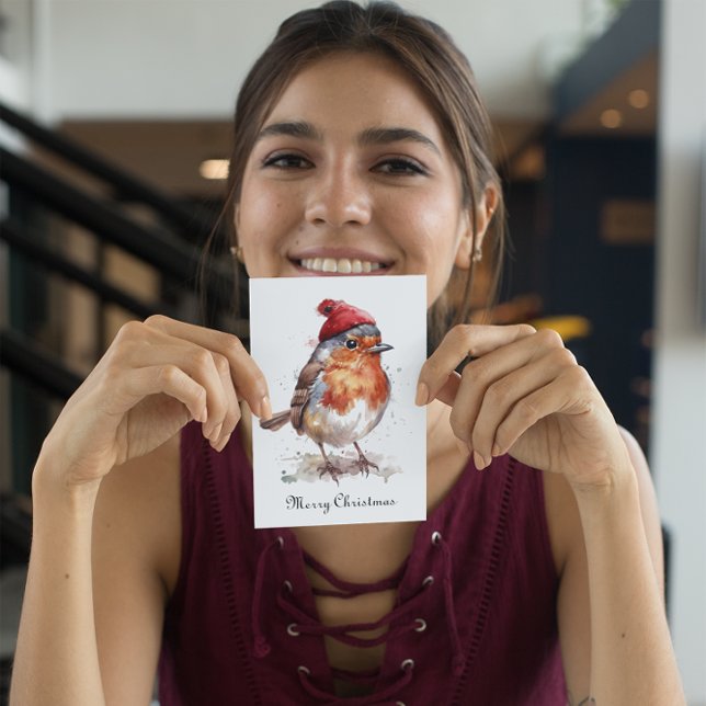 Anpassadet jul Red Robin Julkort (Skapare uppladdad)