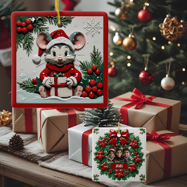 Anpassadet julklapp och Mouse Julgransprydnad Keramik