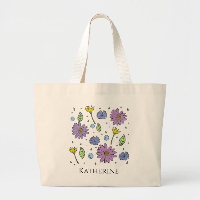 Anpassadet Jumbo Tote With Flowers Jumbo Tygkasse (Framsidan)