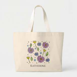Anpassadet Jumbo Tote With Flowers Tygkasse