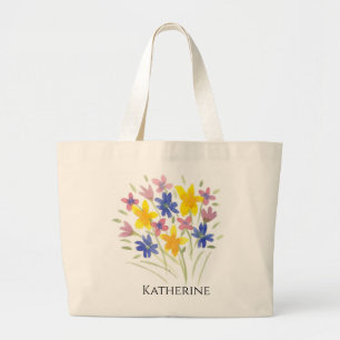 Anpassadet Jumbo Tote With Flowers Tygkasse