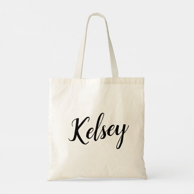 Anpassadet Kelsey Script Design Tote Bag Tygkasse (Baksida)
