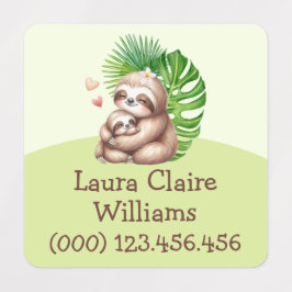 Anpassadet Kids Clothing Labels mamma & Baby Sloth Klistermärke