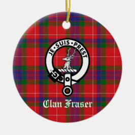 Anpassadet klan Fraser Vapensköld Badge & Tartan Julgransprydnad Keramik