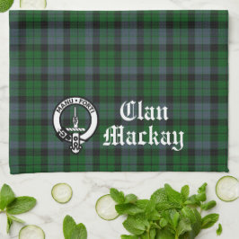 Anpassadet klan Mackay Vapensköld Badge & Tartan Kökshandduk