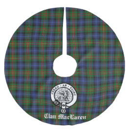 Anpassadet klan MacLaren Vapensköld Badge & Tartan Julgransmatta Borstad Polyester