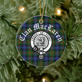 Anpassadet klan MacLaren Vapensköld Badge & Tartan Julgransprydnad Keramik