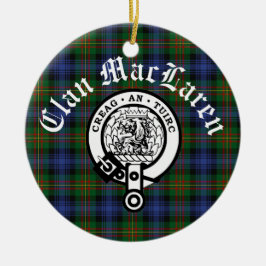 Anpassadet klan MacLaren Vapensköld Badge & Tartan Julgransprydnad Keramik