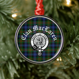 Anpassadet klan MacLaren Vapensköld Badge & Tartan Julgransprydnad Metall