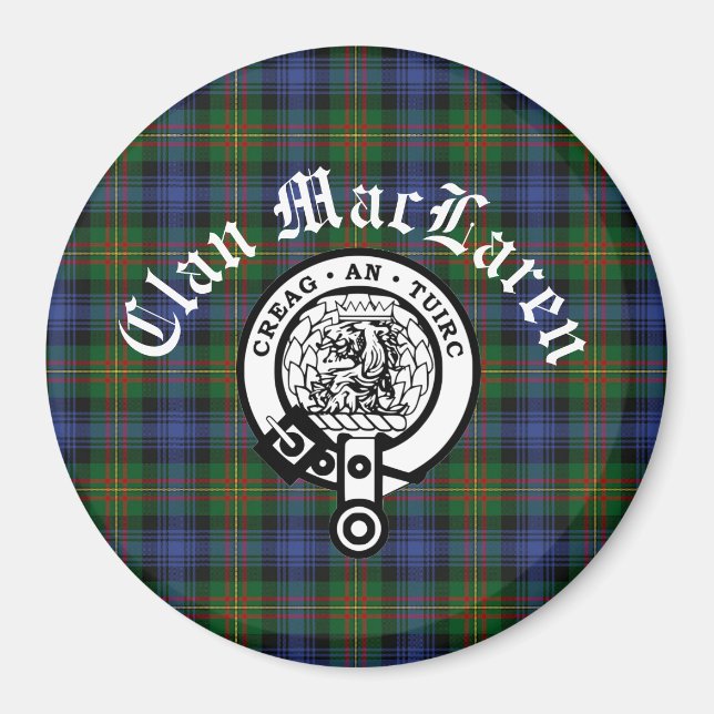 Anpassadet klan MacLaren Vapensköld Badge & Tartan Magnet (Framsidan)