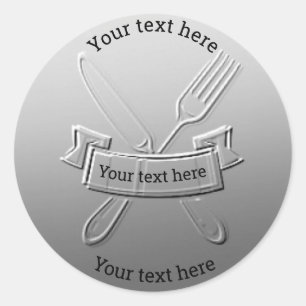 Anpassadet knivar Fork Coin Art Design #silv06 Runt Klistermärke