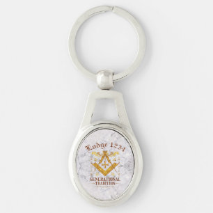 Anpassadet Masonic Lodge Ovalt Silverfärgad Nyckelring