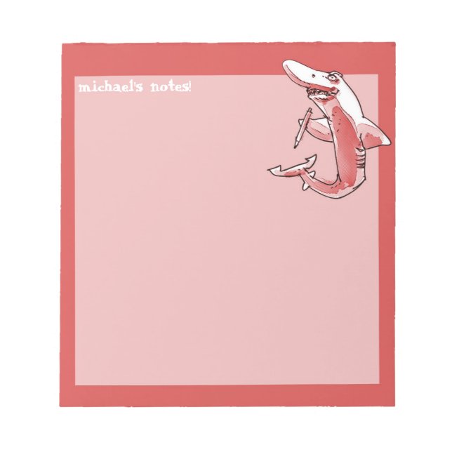 anpassadet med haj håller pennspinnar lustig teckn anteckningsblock (Framsida)