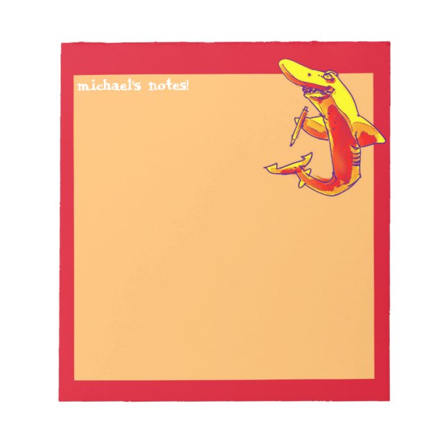 anpassadet med haj håller pennspinnar lustig teckn anteckningsblock (Framsida)