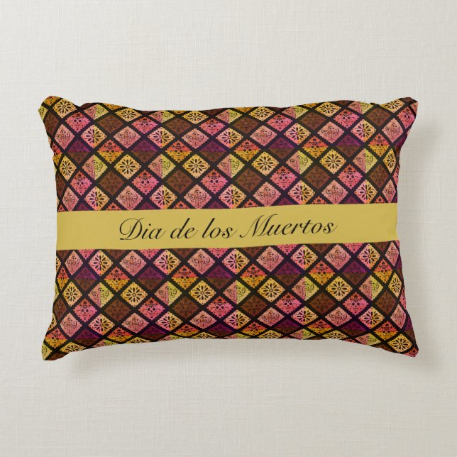 Anpassadet Mexican Dia de los Muertos Prydnadskudde (Framsidan)