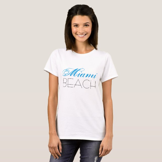 Anpassadet Miami Beach Blue and Black Tee (Hel framsida)