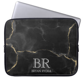 Anpassadet Misty Night Guld Glitter Marble Laptop Fodral