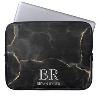 Anpassadet Misty Night Guld Glitter Marble Laptop Fodral